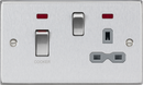 Knightsbridge MLA CS83MNBCG 45A DP Switch & 13A Socket with Neons - Brushed Chrome with Grey Insert