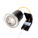 Saxby 50681 ShieldPLUS Tilt, Fire Rated, Dimmable GU10 Downlight  Fully Adjustable Satin Nickel (Brushed Chrome Effect)