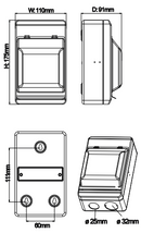 CED WEVKIT63 63A B-Type RCD, 40A MCB Enclosure for Electric Vehicles
