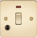 Knightsbridge MLA FP8341FPB Flat Plate 20A 1G DP switch with neon and flex outlet - polished brass