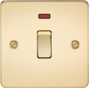 Knightsbridge MLA FP8341NPB Flat Plate 20A 1G DP switch with neon - polished brass