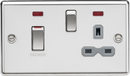 Knightsbridge MLA CL83MNPCG 45A DP switch and 13A switched socket with neons - polished chrome with grey insert