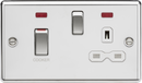 Knightsbridge MLA CL83MNPCW 45A DP switch and 13A switched socket with neons - polished chrome with white insert
