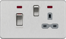 Knightsbridge MLA Screwless SFR83MNBCG 45A DP switch and 13A switched socket with neons - brushed chrome with grey insert