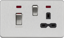 Knightsbridge MLA Screwless SFR83MNBC 45A DP switch and 13A switched socket with neons - brushed chrome with black insert