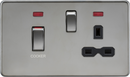 Knightsbridge MLA Screwless SFR83MNBN 45A DP switch and 13A switched socket with neons - black nickel