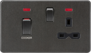 Knightsbridge MLA Screwless SFR83MNSB 45A DP switch and 13A switched socket with neons - smoked bronze