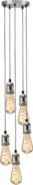 Knightsbridge MLA CALVI5PBC CALLA - 230V E27 Vintage 5 Light Pendant - Brushed Chrome