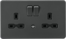 Knightsbridge MLA Screwless SFR9NLAT 13A 2G DP switched socket with night light function - Anthracite