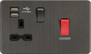 Knightsbridge MLA SFR8333USB Screwless 45A DP Switch & 13A Switched Socket with Dual USB Charger 2.4A - Smoked Bronze