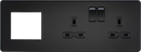 Knightsbridge MLA SFR192RMBB Screwless 13A 2G DP Socket + 2G Modular Combination Plate - Matt Black