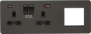 Knightsbridge MLA SFR992LSB Screwless 13A 2G DP Socket with USB Fastcharge + 2G Modular Combination Plate - Smoked Bronze