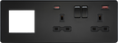 Knightsbridge MLA SFR992RMBB Screwless 13A 2G DP Socket with USB Fastcharge + 2G Modular Combination Plate - Matt Black