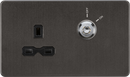 Knightsbridge MLA Screwless SFR9LOCKSB 13A 1G DP Lockable socket - Smoked Bronze with black insert