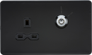 Knightsbridge MLA Screwless SFR9LOCKMB 13A 1G DP Lockable socket - Matt Black with black insert