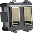 Knightsbridge MLA GDM016AB Dual USB charger module (2 x grid positions) 5V 2.4A (shared) - antique brass