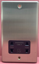 Quadrant Decor Shaver Socket Satin Chrome & Black Insert - QD-4580-SC-B