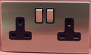 Quadrant Screwless 13A 2 Gang Switched Socket, Double Pole, Chrome - QSS4100SC-B