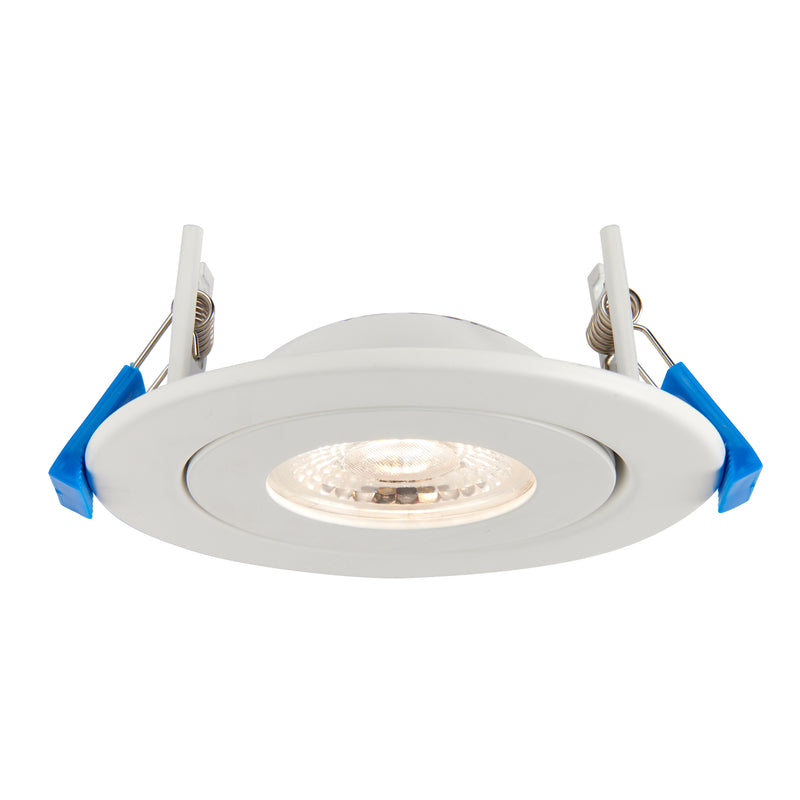 Saxby 103029 Shield360 4CCT Tri Wattage Dimmable, Fully Adjustable, Colour Changing IP44 8W Downlight - Matt white