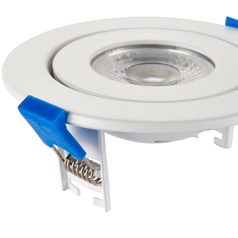 Saxby 103029 Shield360 4CCT Tri Wattage Dimmable, Fully Adjustable, Colour Changing IP44 8W Downlight - Matt white