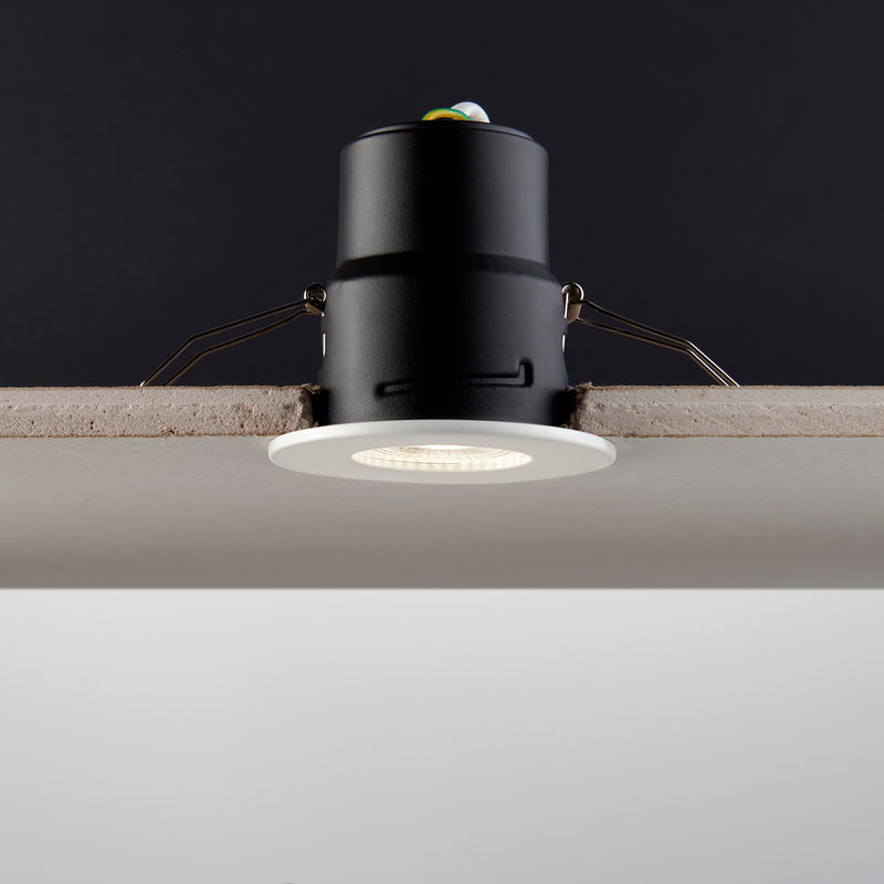 Saxby ShieldONE Recessed Fire-Rated Dimmable GU10 Downlight w/ White Bezel