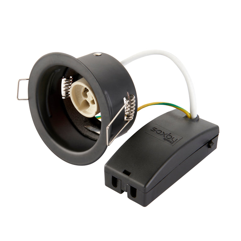 Saxby 109807 ShieldONE IP65 Fire-Rated Dimmable Recessed GU10 Downlight (Open Can) with Multiple Bezel Options