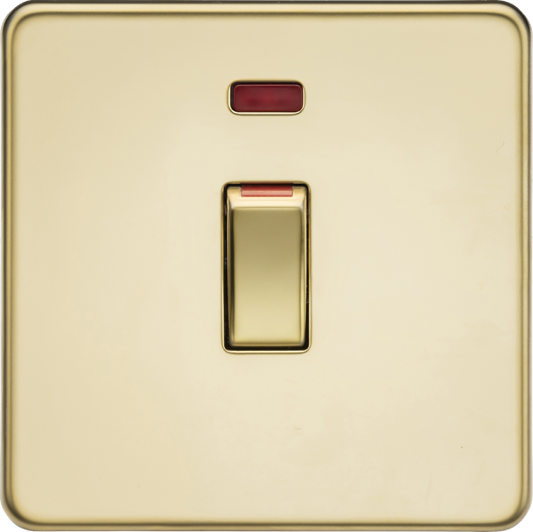 Knightsbridge MLA SF81MNPB 45A DP Switch with Neon (1G size) - Polihed Brass