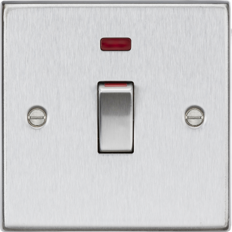 Knightsbridge MLA CS81MNBC 45A DP switch with neon (1G size) - Brushed Chrome