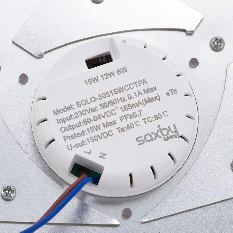 Saxby 110965 Core Tri Wattage (8/12/15W), Color Changing (CCT), Waterproof (IP65), Outdoor/Indoor Bulkhead/Light Fitting for Homes & Offices