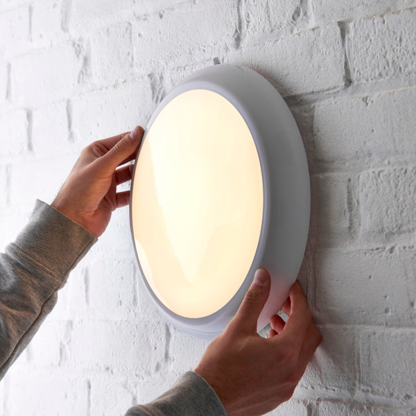 Saxby 110965 Core Tri Wattage (8/12/15W), Color Changing (CCT), Waterproof (IP65), Outdoor/Indoor Bulkhead/Light Fitting for Homes & Offices
