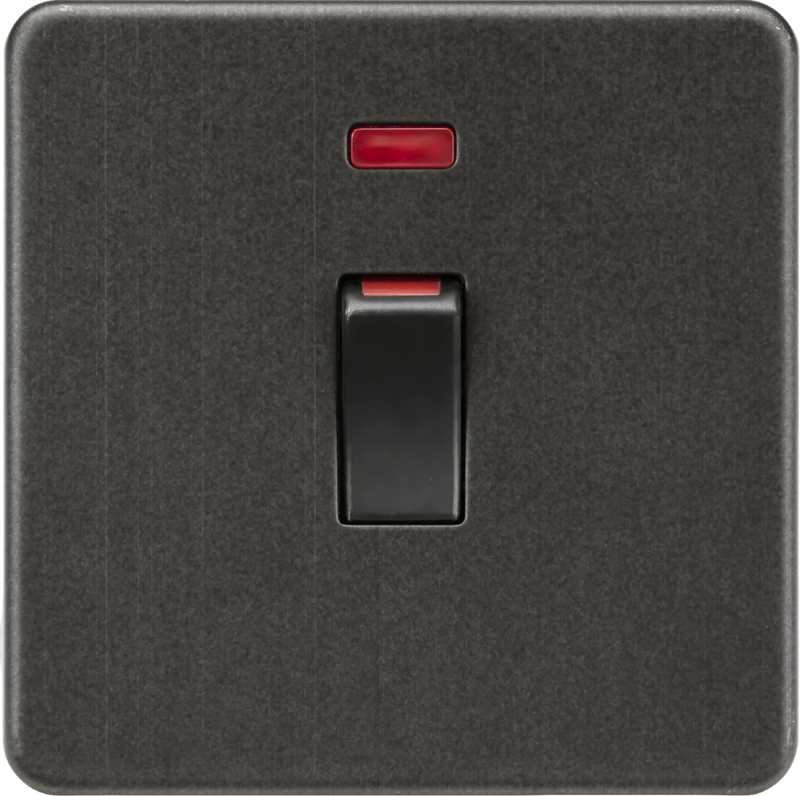 Knightsbridge MLA Screwless SF81MNSB 45A DP Switch with Neon (1G size) - Smoked Bronze