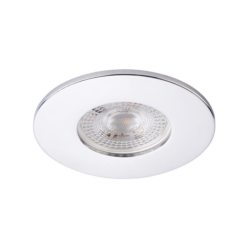 Saxby ShieldONE IP65 Fire Rated, Dimmable, GU10 Downlight for Bathrooms in Polished Chrome