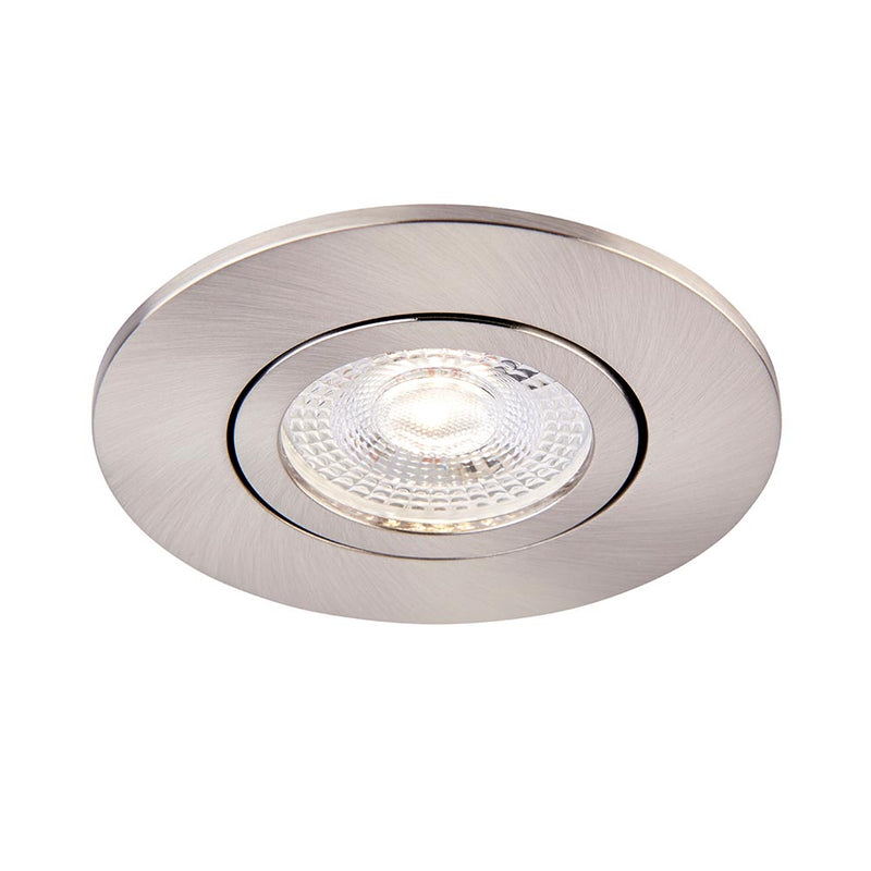 Saxby 109806 ShieldONE Tilt, Fire Rated, Dimmable GU10 Downlight  Fully Adjustable Satin Nickel (Brushed Chrome Effect)
