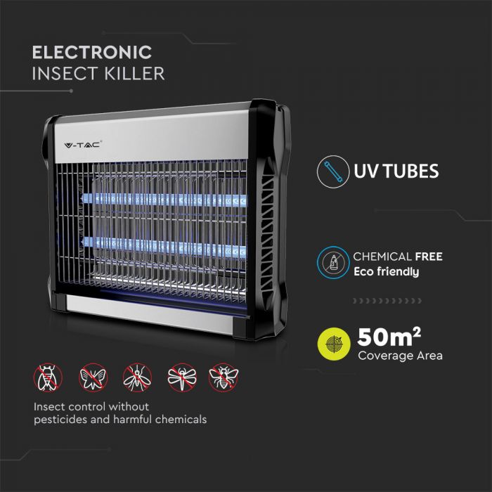 V-Tac 11179-BS VT-3216 2*8W ELECTRONIC INSECT KILLER (BS PLUG) COVERAGE-50m2