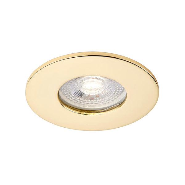 Saxby 109805 ShieldONE IP65 Fire-Rated Dimmable Recessed Polished Brass GU10 Downlight