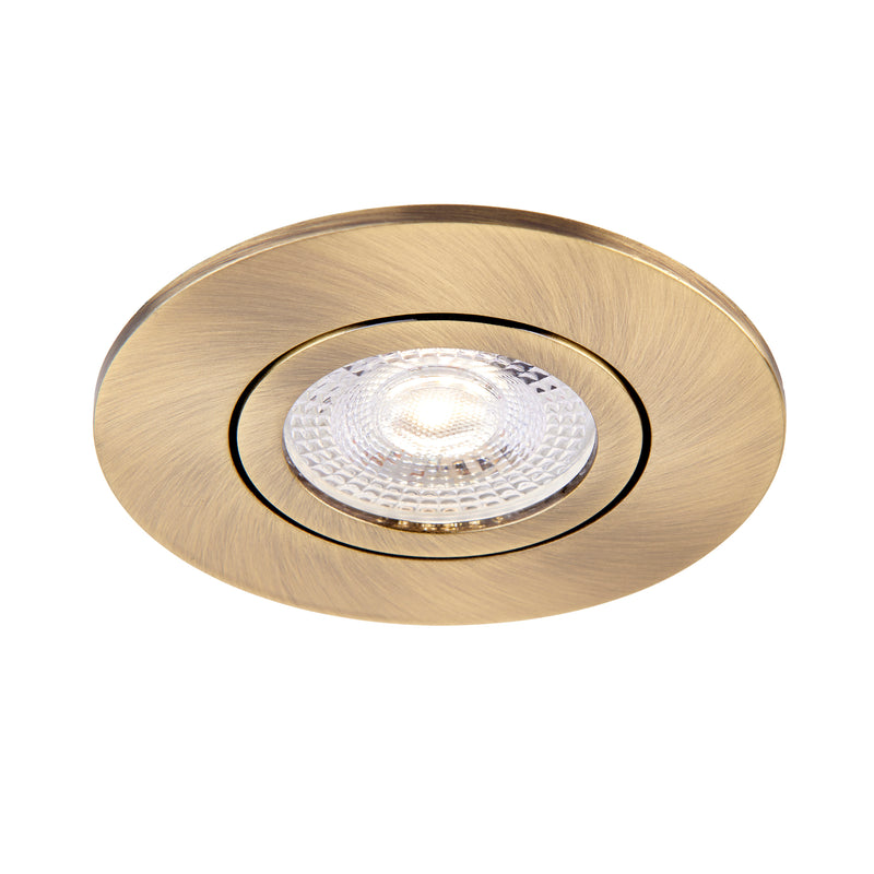 Saxby 109806 ShieldONE Fire-Rated Dimmable Recessed Tilt Antique Brass GU10 Downlight