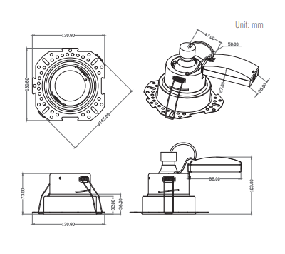Saxby 119105 ShieldONE 75 Plaster-In Trimless Downlight w/ IP65 (Waterproof) Bezels