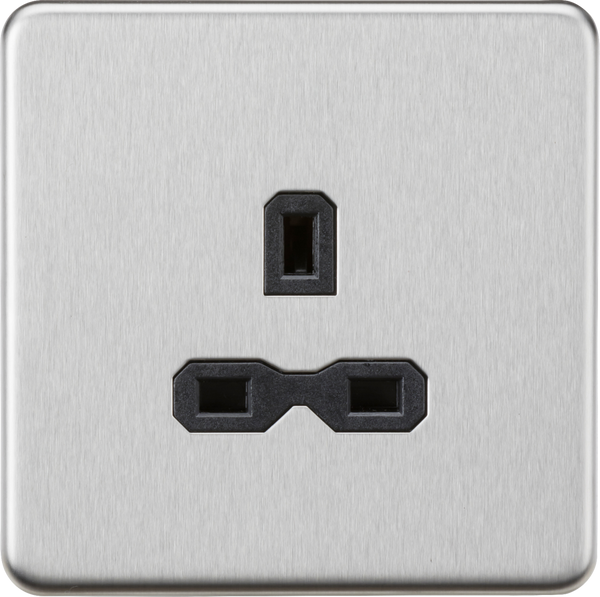 Knightsbridge MLA SFR7000UBC 13A 1G Unswitched Socket - Brushed Chrome with Black Insert