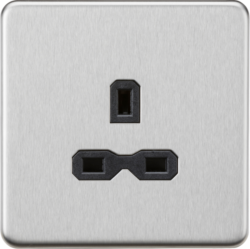 Knightsbridge MLA SFR7000UBC 13A 1G Unswitched Socket - Brushed Chrome with Black Insert