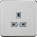 Knightsbridge MLA Screwless SFR7000UBCG 13A 1G Unswitched Socket - Brushed Chrome with Grey Insert
