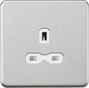 Knightsbridge MLA Screwless SFR7000UBCW 13A 1G Unswitched Socket - Brushed Chrome with White Insert