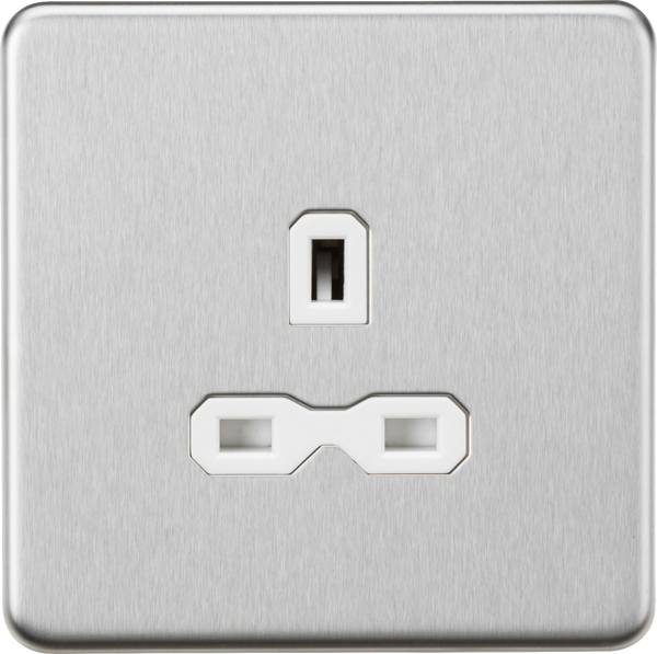 Knightsbridge MLA SFR7000UBCW 13A 1G Unswitched Socket - Brushed Chrome with White Insert