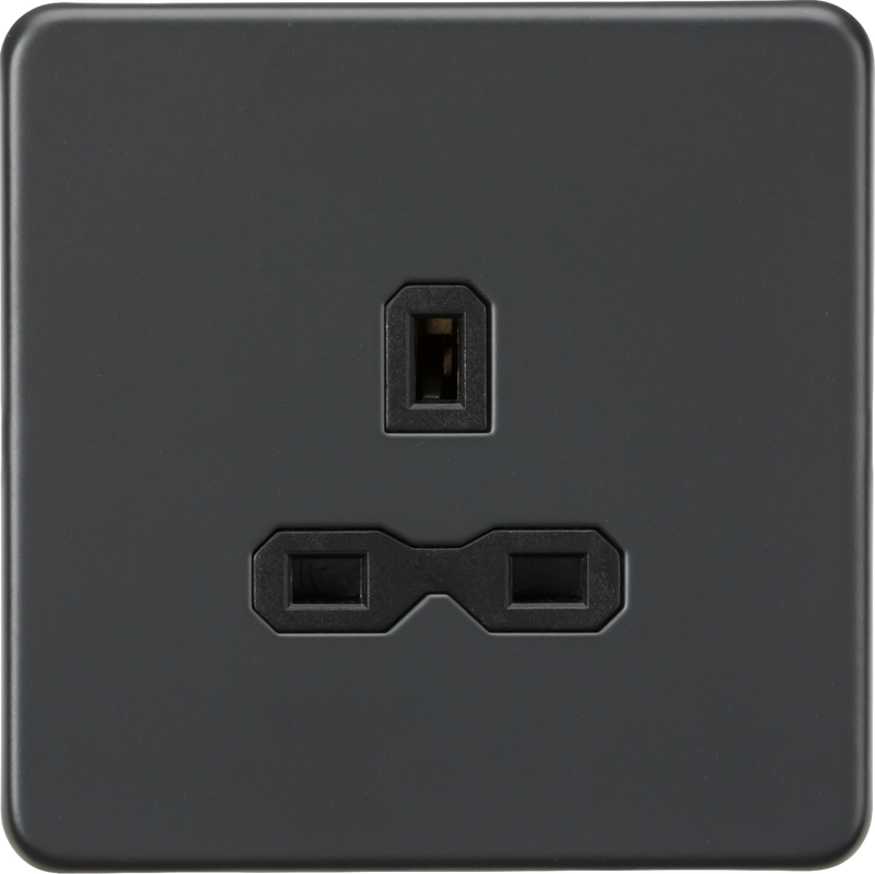 Knightsbridge MLA Screwless SFR7000UAT 13A 1G Unswitched Socket - Anthracite with Black Insert