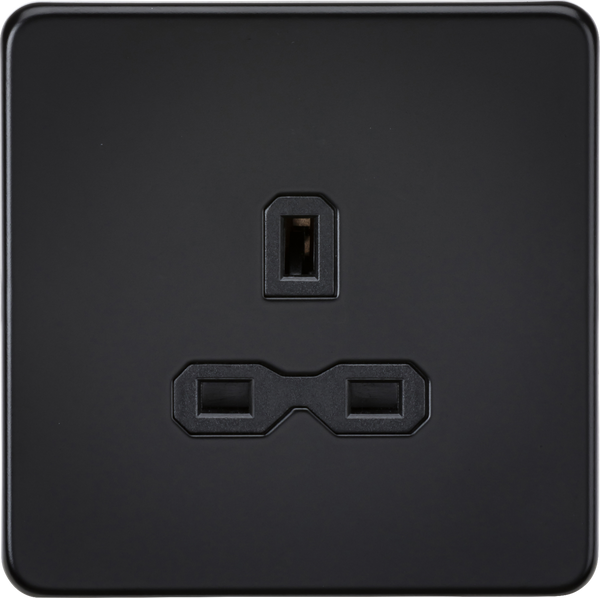 Knightsbridge MLA SFR7000UMB 13A 1G Unswitched Socket - Matt Black with Black Insert