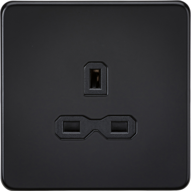 Knightsbridge MLA SFR7000UMB 13A 1G Unswitched Socket - Matt Black with Black Insert