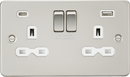 Knightsbridge MLA FPR9940PLW 13A 2G SP Switched Socket with Dual USB A+C (5V DC 4.0A shared) - Pearl with White Insert