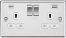 Knightsbridge MLA CL9940PCW 13A 2G SP Switched Socket with dual USB C+A 5V DC 4.0A [shared] - Polished Chrome with white insert