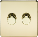 Knightsbridge MLA Screwless SF2192PB 2G 2-way 10-200W (5-150W LED) Intelligent dimmer - Polished Brass