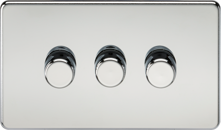 Knightsbridge MLA Screwless SF2193PC 3G 2-way 10-200W (5-150W LED) Intelligent dimmer - Polished Chrome
