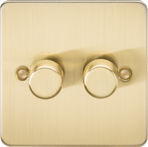 Knightsbridge MLA FP2192BB 2G 2-way 10-200W (5-150W LED) Intelligent dimmer - Brushed Brass